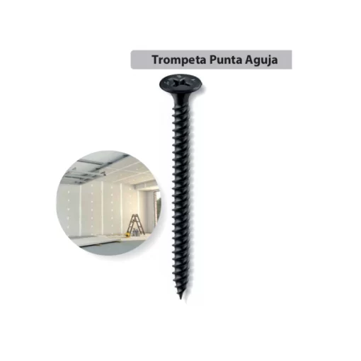 Tornillo Dry Metal Cabeza Trompeta Punta Aguja