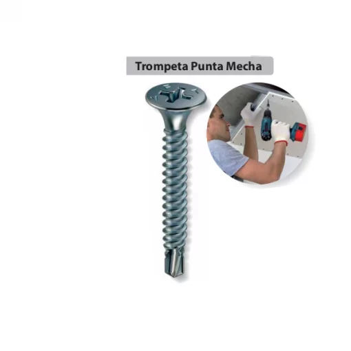 Tornillo Dry Metal Cabeza Trompeta Punta Mecha
